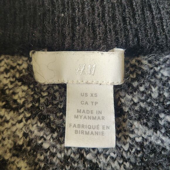 H&M houndstooth drop shoulder wool blend sweater XS - Picture 7 of 8